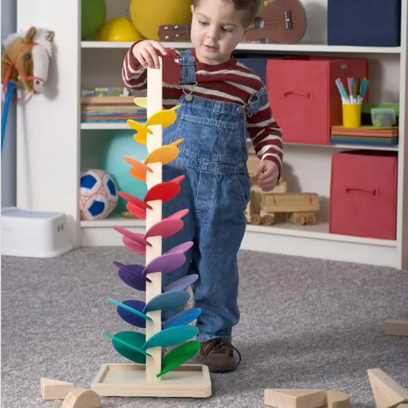 Bunte Baum Marmor Kugel laufen Spur Regenbogen musikalischen Baum lernen pädagogische Spielzeug blöcke für Kinder Montessori Holz spielzeug