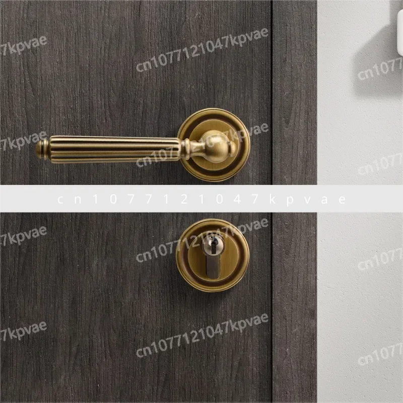 Split Type Silent Magnetic Door Lock Handle Indoor Retro Style Room Wooden Door Handle Lock Bedroom Mechanical