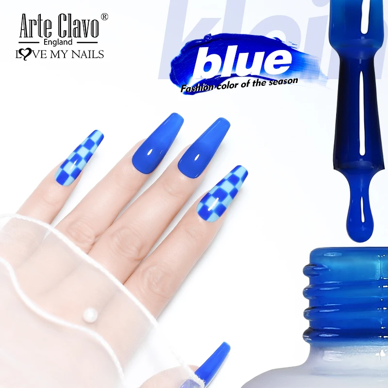 Arte clavo cor azul série gel unha polonês verniz de longa duração laca gel superior base casaco embeber fora design da arte do prego manicure