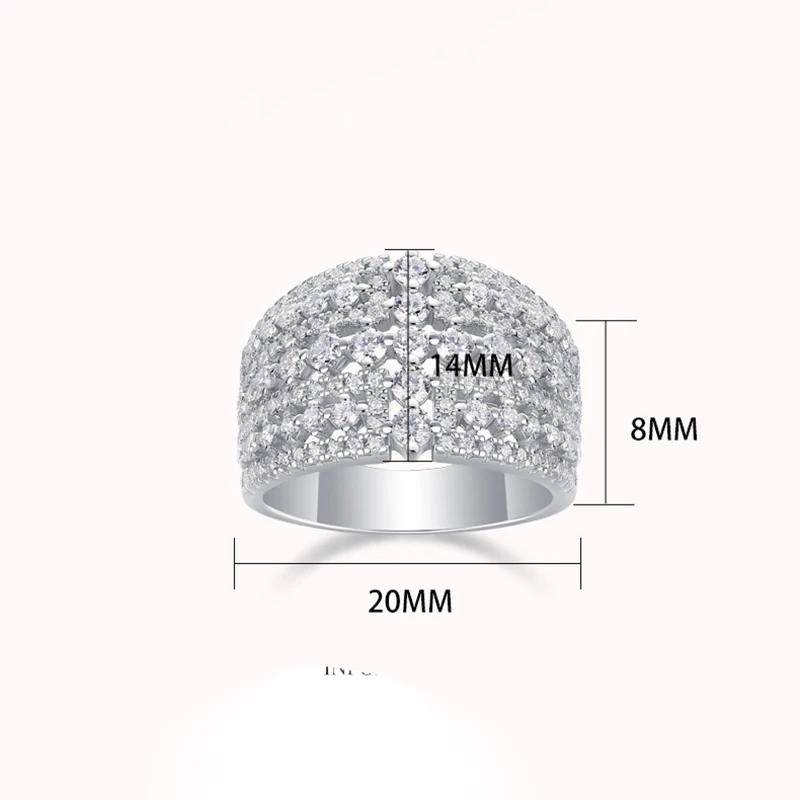 Iced Moissanite Diamond Eternity Ring Wedding Band 925 Sterling Silver Pass Tester Fine Jewelry Plated White Gold Wholesale Gift