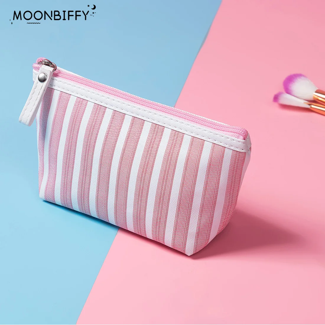

New Hot Make Up Pouch Travel Striped Printed Cosmetic Bag Toiletry Organizer Purse Travel Portable Storage Bag Handheld
