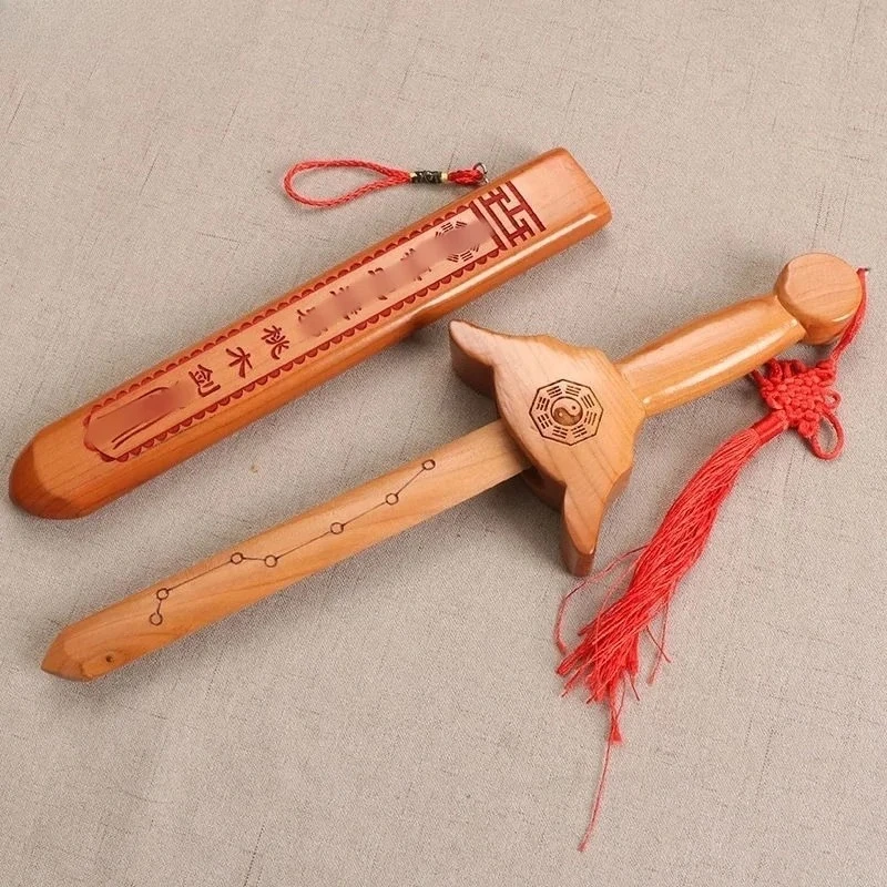 1 pc Seven Star  Vermilion Sand Peach Wood Sword Woodcarving handicrafts Feng Shui Accessories Living room pendant Exorcism