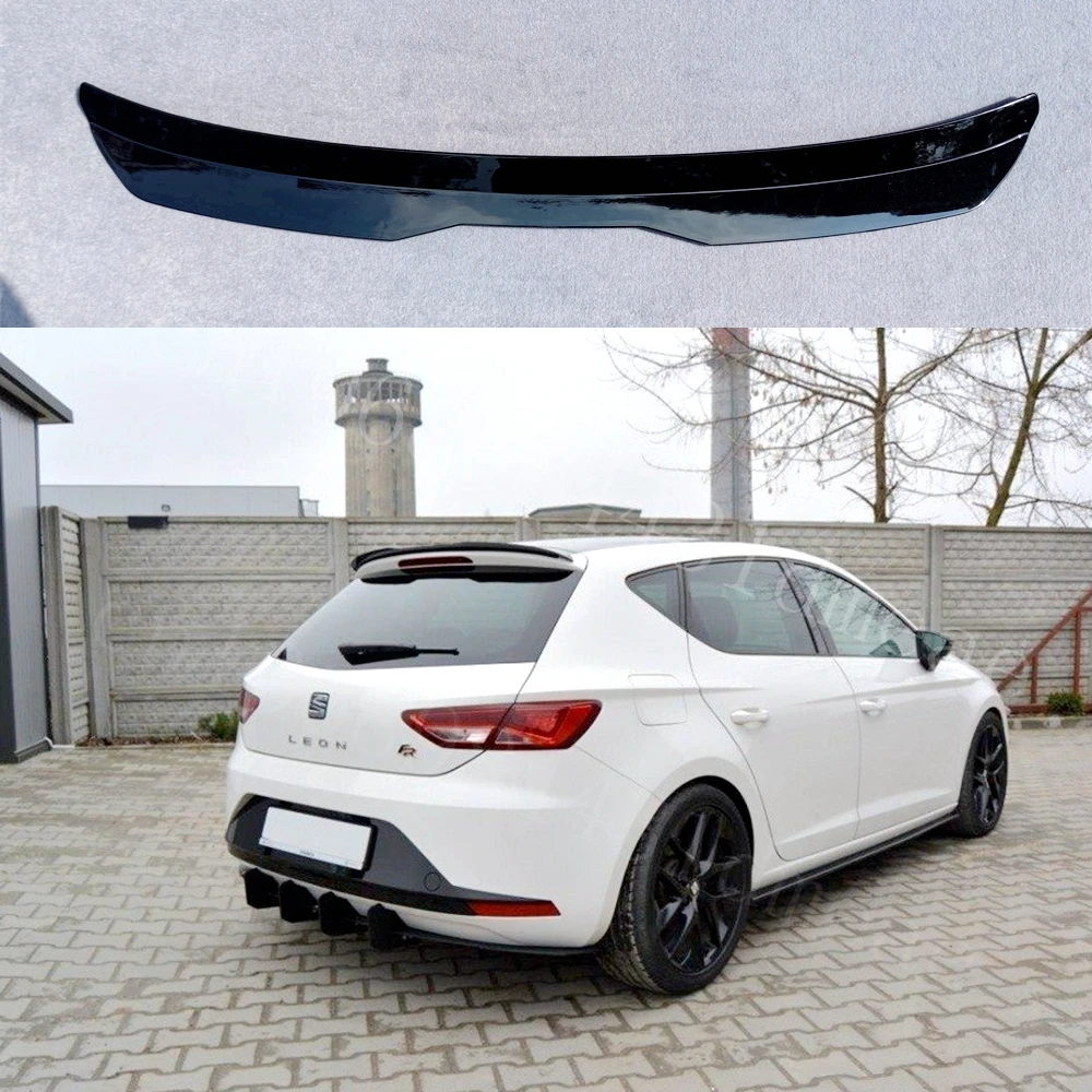 ABS Glossy Black Carbon Lip Spoiler For Seat LEON MK3 FR 2012-2020 5Doors Hatchback Universal Car Tail Wing Decoration