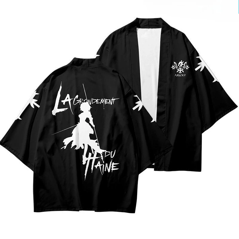 مصير الطرفية كيمونو Fgo ريشة المنسوجة صابر الملابس السوداء جوان دارك سترة انمي ياباني الرسوم المتحركة البشكير الأعلى