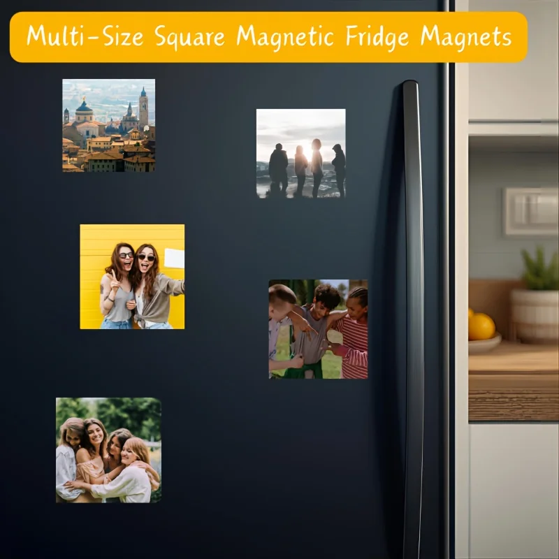 Personalized Photo Magnetic Fridge Magnets Compatible for Photos - Picture Magnetic Sticks, Reusable  Photo Display for Kitchen