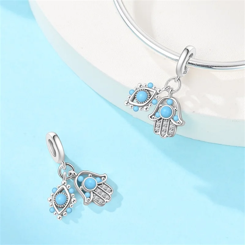 

925 Sterling Silver Blue Guardian Charms Pendant Fit 3mm Original Bracelet DIY Women Exquisite Wedding Anniversary Jewelry Gifts