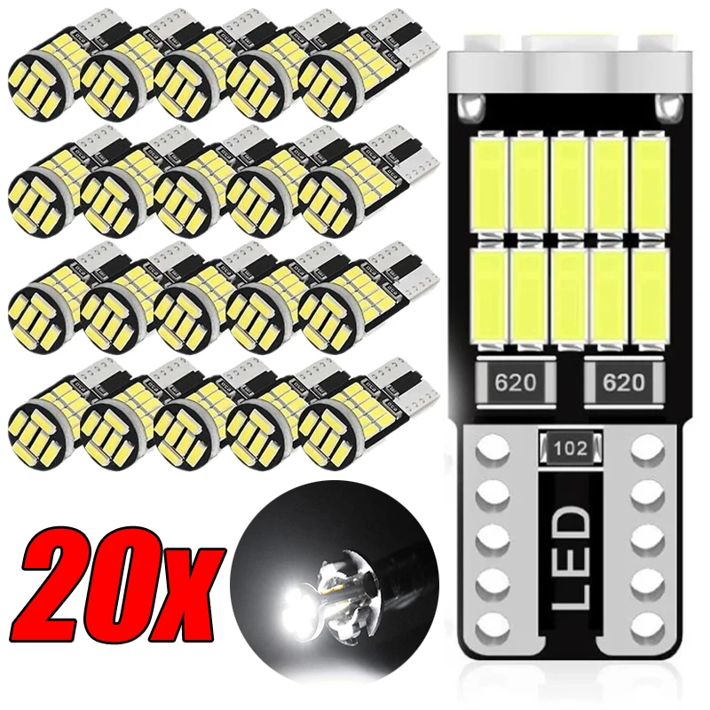 

1-50Pcs W5W T10 Led Bulbs Canbus 4014 SMD 6000K 168 194 Led 5w5 Car Interior Light Dome Reading License Plate Light Signal Lamp