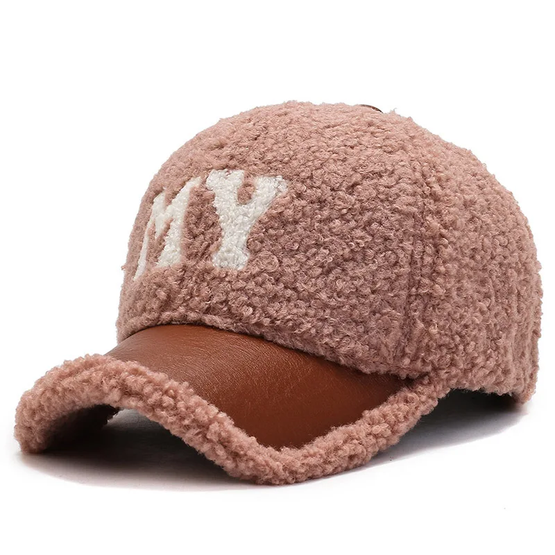 Winter Baseball Cap for Women Trucker Hat Outdoor Keep Warm Wool Hat Ladies Fashion Teddy Bear Wool Windproof Hip Hop Hat
