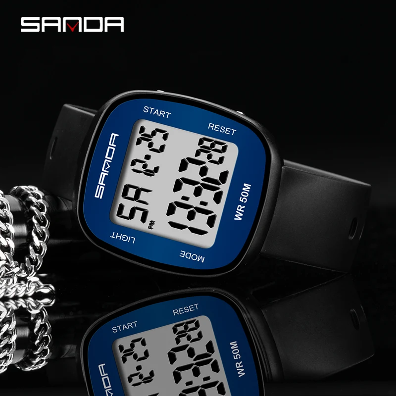 Sanda relógios dos homens nova moda relógio eletrônico multifunções hd display led relógio esportivo à prova dwaterproof água cronógrafo reloj hombre