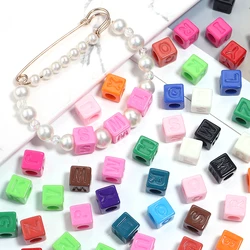 50Pcs Acrylic Letter Beads Colorful Square Alphabet Loose Spacer Bead for Jewelry Accessories DIY Making Bracelet Phone Chain