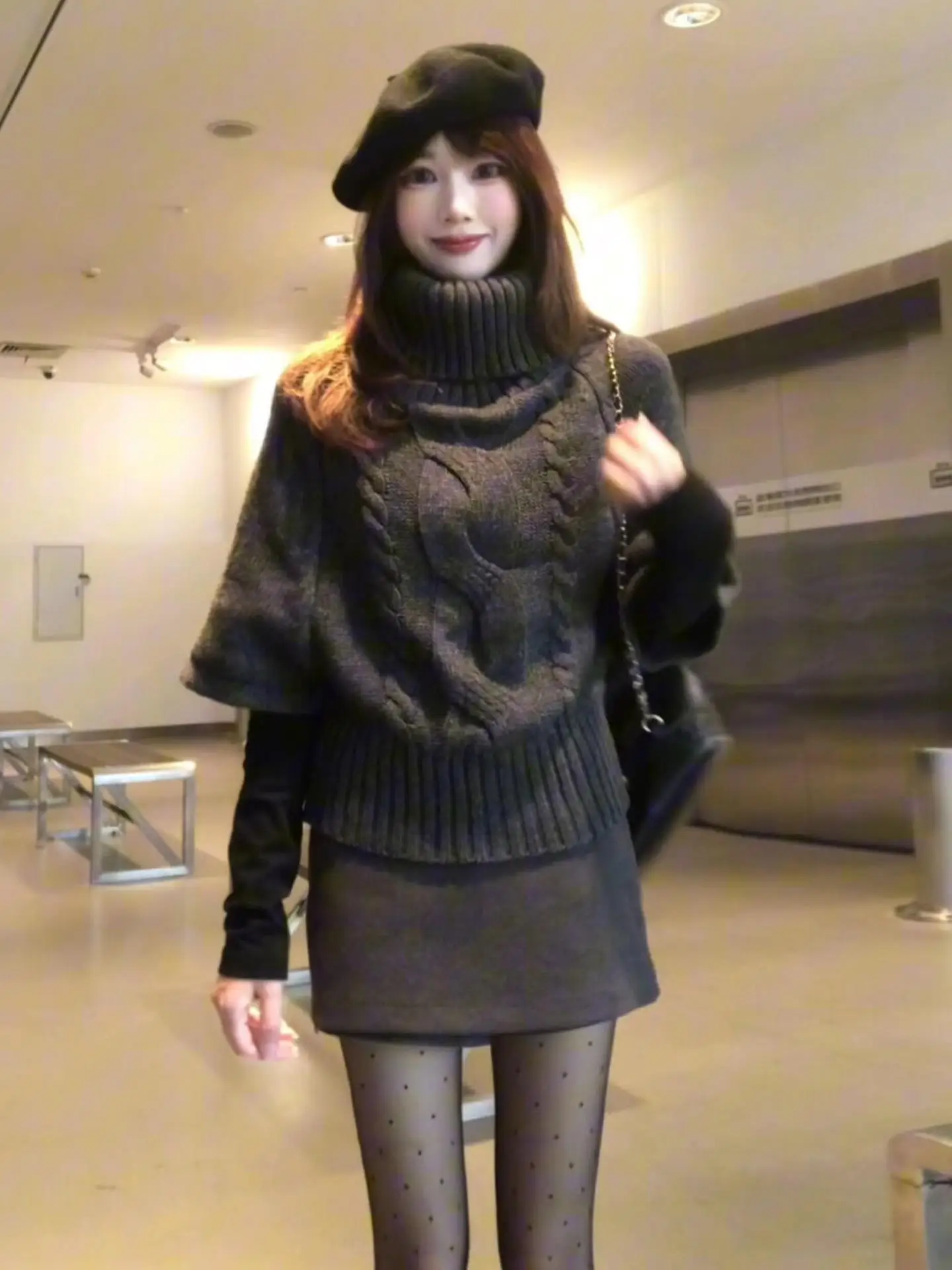 

Korean Sle High Collar ey Twist Sweater Women's Autumn Winter New Batwing Sve Lazy High End Knitted Top