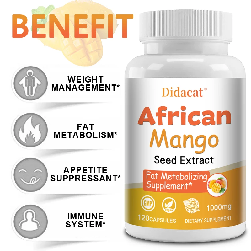 

African Mango Extract - 1000MG, Antioxidant, Supports Metabolism, Digestive Health, Weight Management and Regulates Blood Sugar