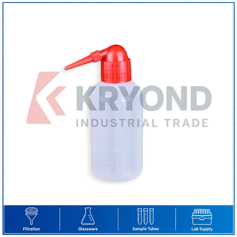 Laboratory Wash Bottle 250ml Squeeze Non Spray Dispensing Plastic Red Cap Research Use Application Pack Sampling Accessory Set