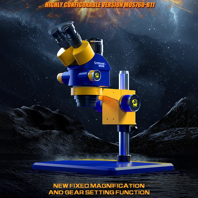 Microscopio Binocular mecánico MOS760, aumento de 7X-60X, rotación de 360 grados, soldadura de PCB para teléfono, MOS750