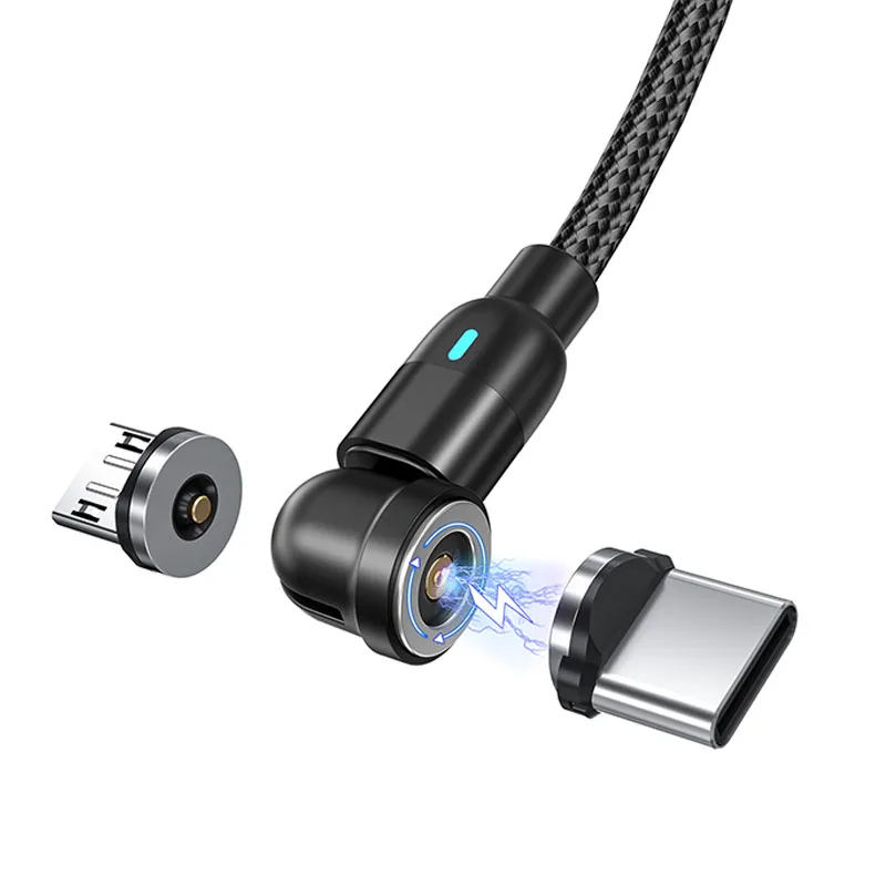 

1PCS Magnetic Cable USB Type C Cable 2.4A 540 Rotate Micro Charger 0.5M 1M 2M Charging Cable For Xiaomi Huawei