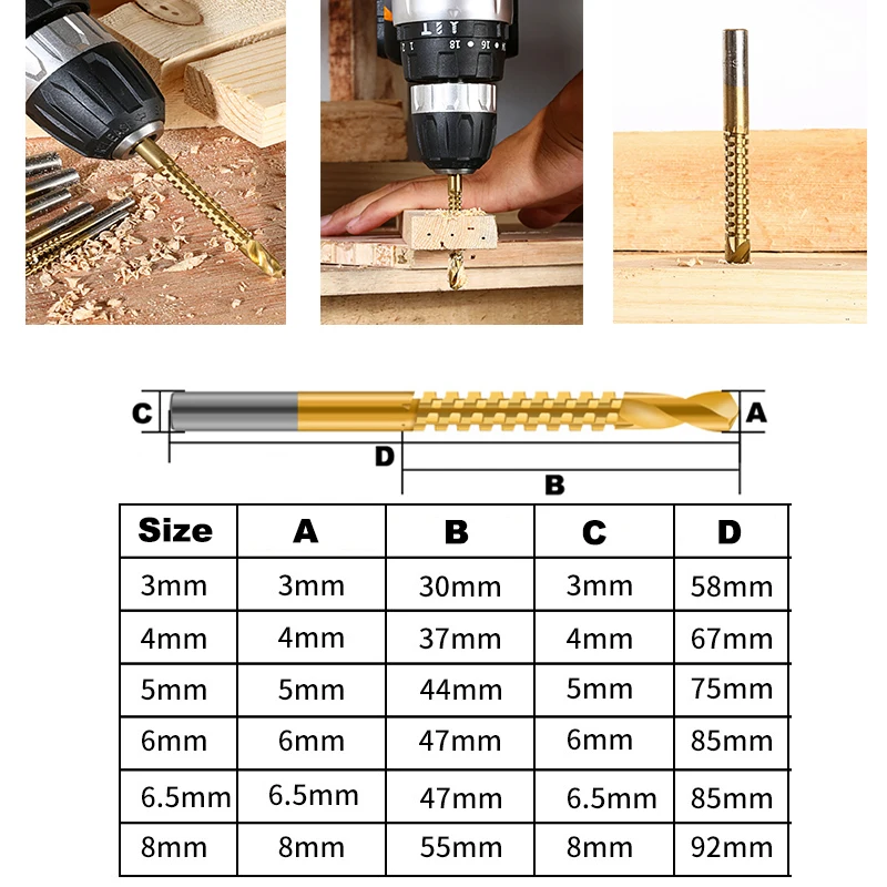 Golden Drill Bit Compound Tap Drill Bit Twist Drill Bit Set, Used for Drilling and Polishing Wood, Metal and Plastic Cutting Saw