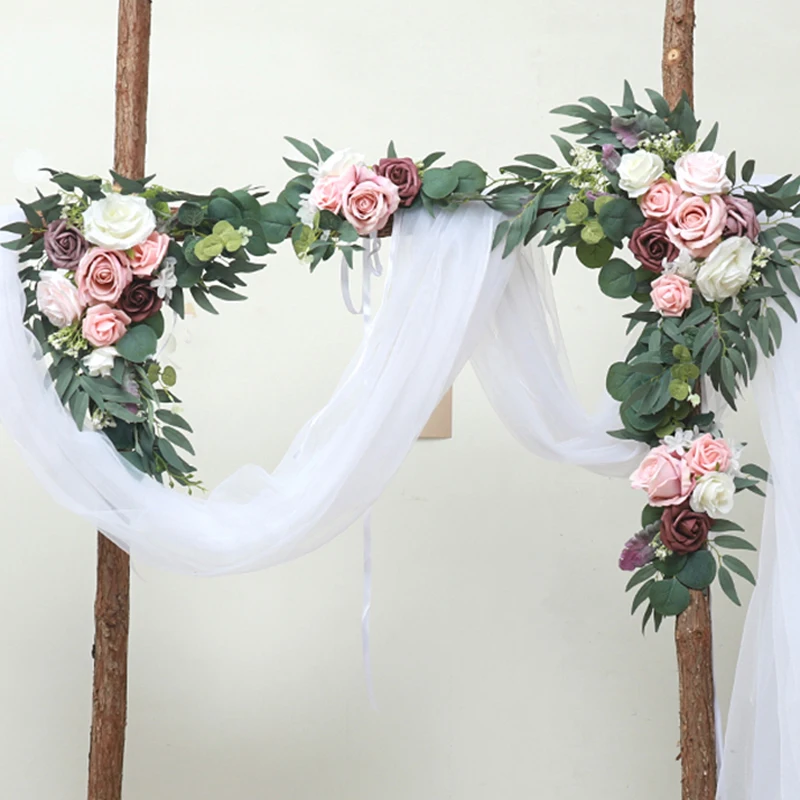 2pcs Artificial Wedding Flower Garland Arch Decoration Hang Corner Floral Backdrop Wall Arrange Ceremony Christmas Autumn Props