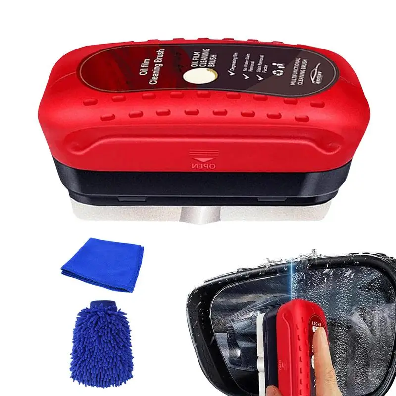

Car Oil Film Cleaning Brush Automotive Glass Oil Film Remover Glass Cleaning Board Kit Anti-rain Mist Cleaning Wipes Brush Kit