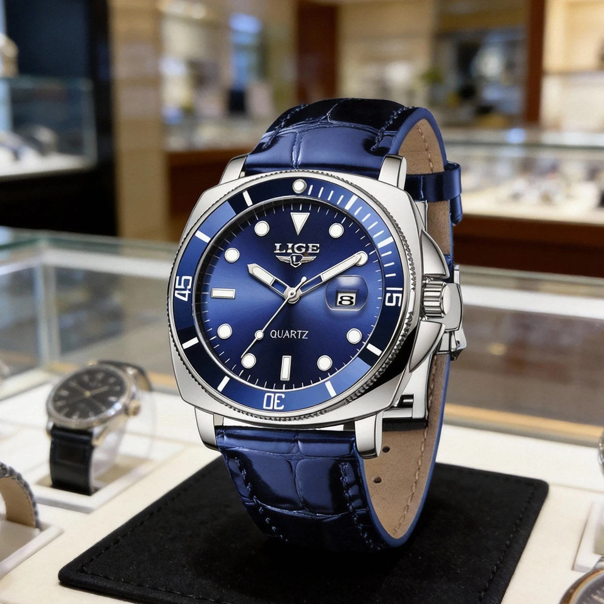 

Мужские водонепроницаемые наручные часы LIGE с кварцевым механизмом, модные, роскошные, кожаные, креативные, кварцевые мужские часы