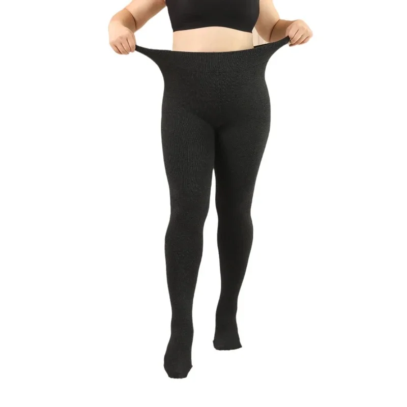 Tamanho grande velo engrossado meia-calça para mulheres cintura alta hip elevador legging térmica outono inverno moldar meia-calça fina