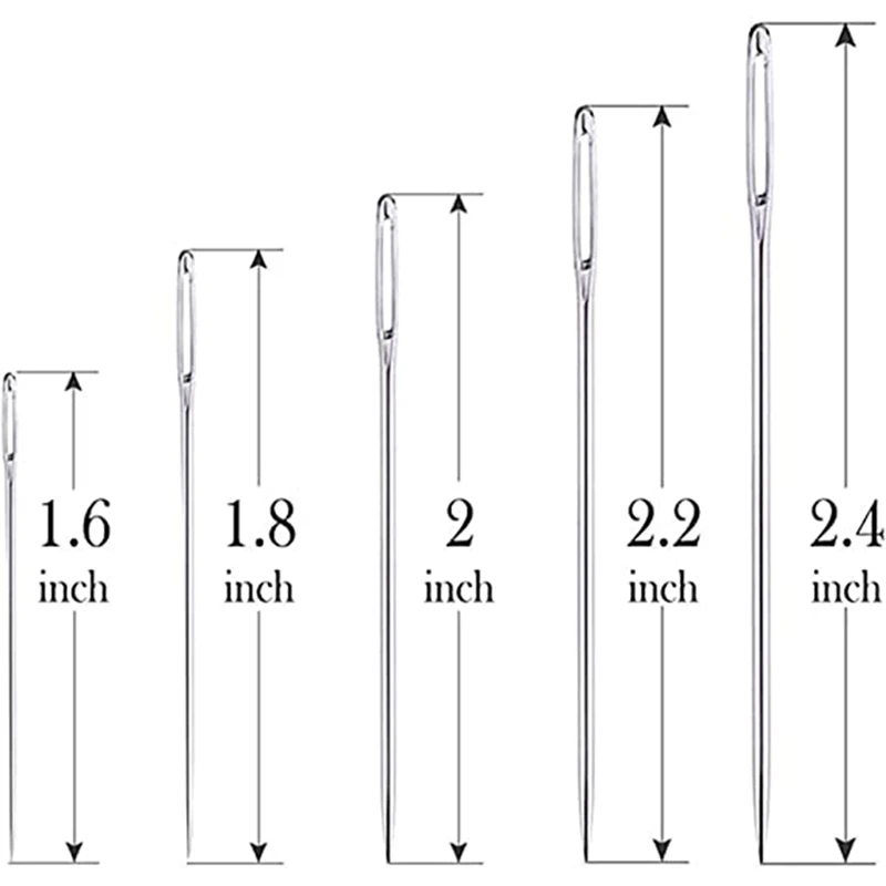 100 Large Eye Stitching Needles - 5 Sizes Big Eye Hand Sewing Needles In Clear Storage Tube For Stitching, And Crafting