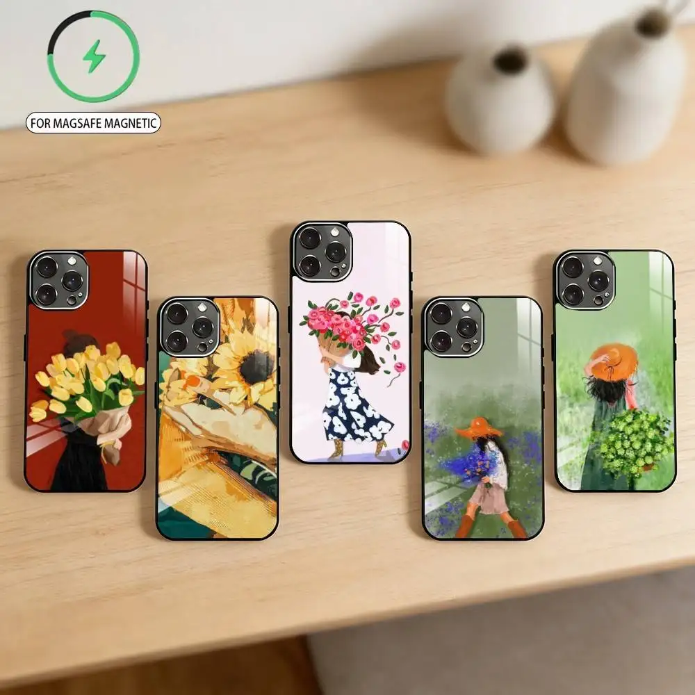 

G-Girl Among Flowers Phone Case For iPhone17,16,15,14,13,12,11 Plus,Pro Max Magnetic For Magsafe Wireless Charging