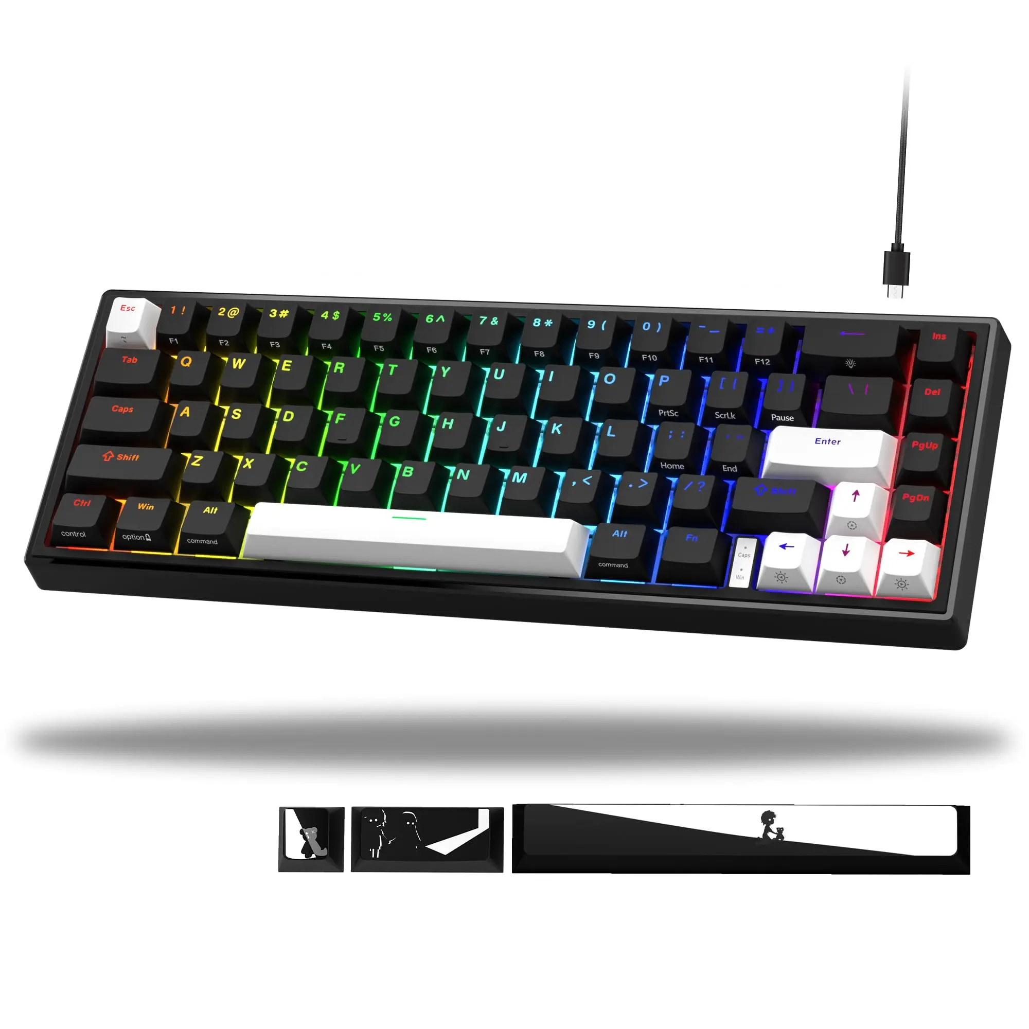 

Womier Mini Portable Backlit Gamer Keyboard 67 Keys Gaming Keyboard Gaske Mode Mechanical Keyboard with Red Switch for Win Mac