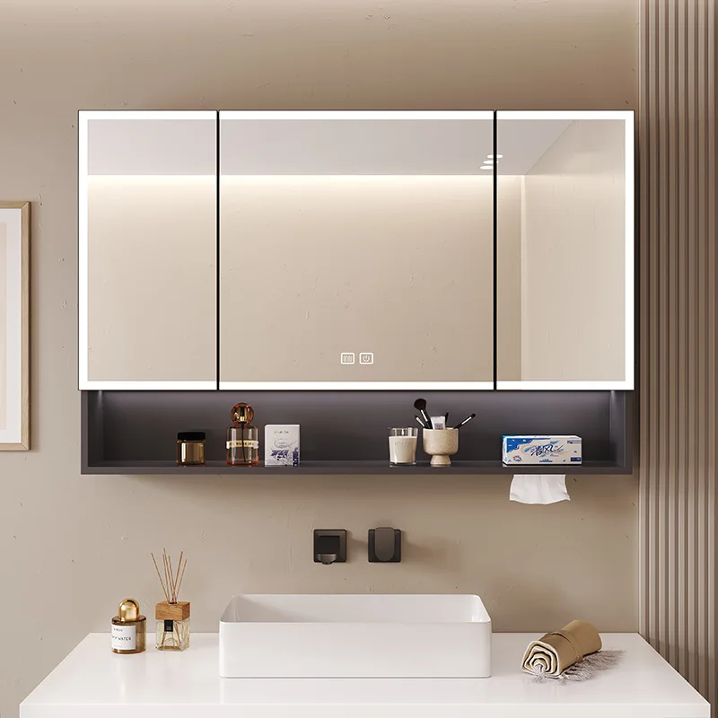 

Bathroom Mirror LED Dimmable Touch Sensor Anti Fog Wall Mounted Vanity Makeup Table Full Body Mirror Household Bathroom Home