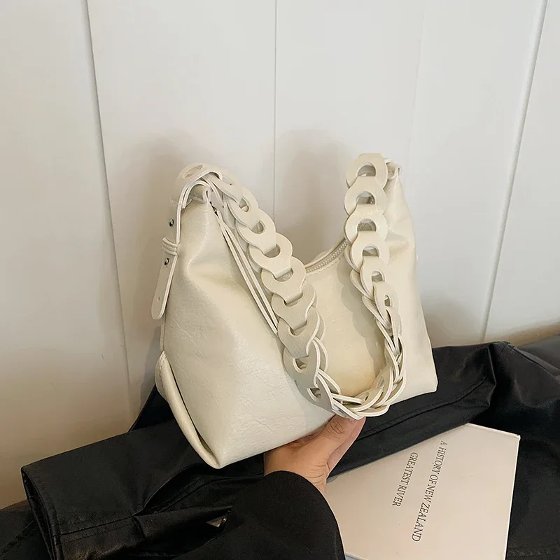 

Pu Leather Retro Women's Underarm Bag Fashion Design Vintage Small Shoulder Bags Cool Y2K Girls Handbags Autumn Solid Hobo Bags