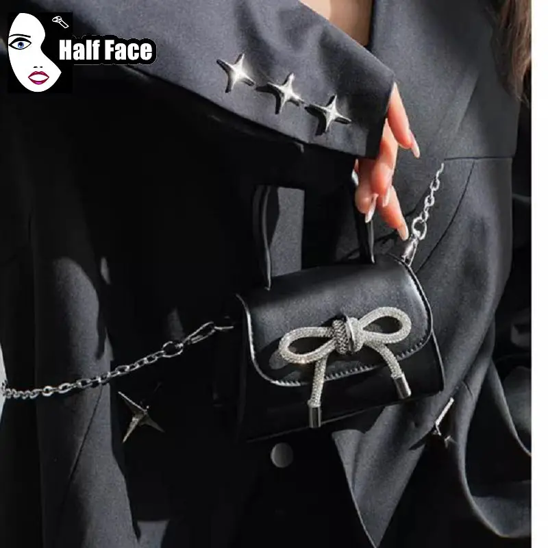 Y2k würzige Mädchen Harajuku Frauen Gothic Punk eine Schulter fort geschritten lässig Achsel Lolita Bowknot Design Cross body Mini Taschen Tasche