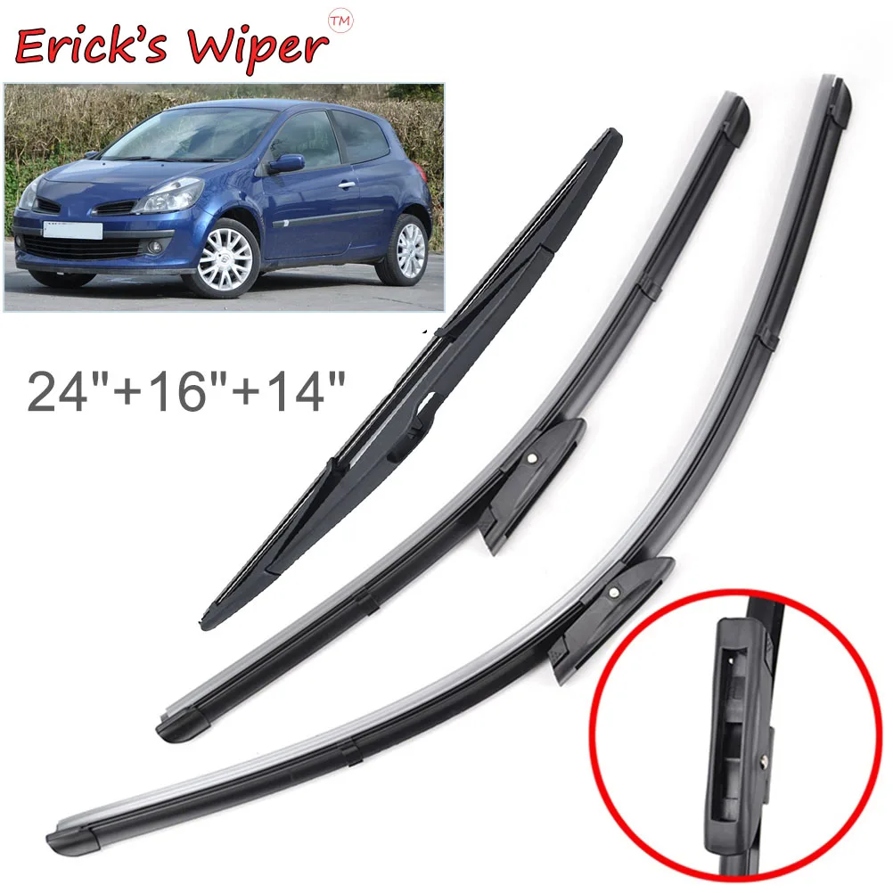 Erick\'s Wiper Front & Rear Wiper Blades Set For Renault Clio MK 3 Hatchback 2005 - 2012 Windshield Windscreen Window 24\