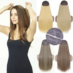 AZQUEEN Synthetic No Clip In Invisible Fish Line Hair Extensions 40 55 80cm Long Straight Fake Hairpiece For Women