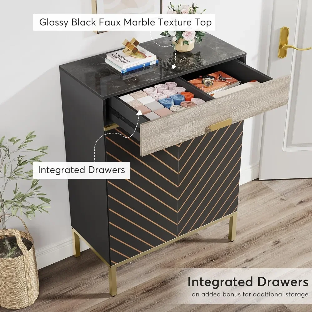 Shoe Cabinet with Drawers, 4-Tier Shoe Organizer with Removable Shelves, Modern Shoe Storage with Doors for Hallway, Bedroom