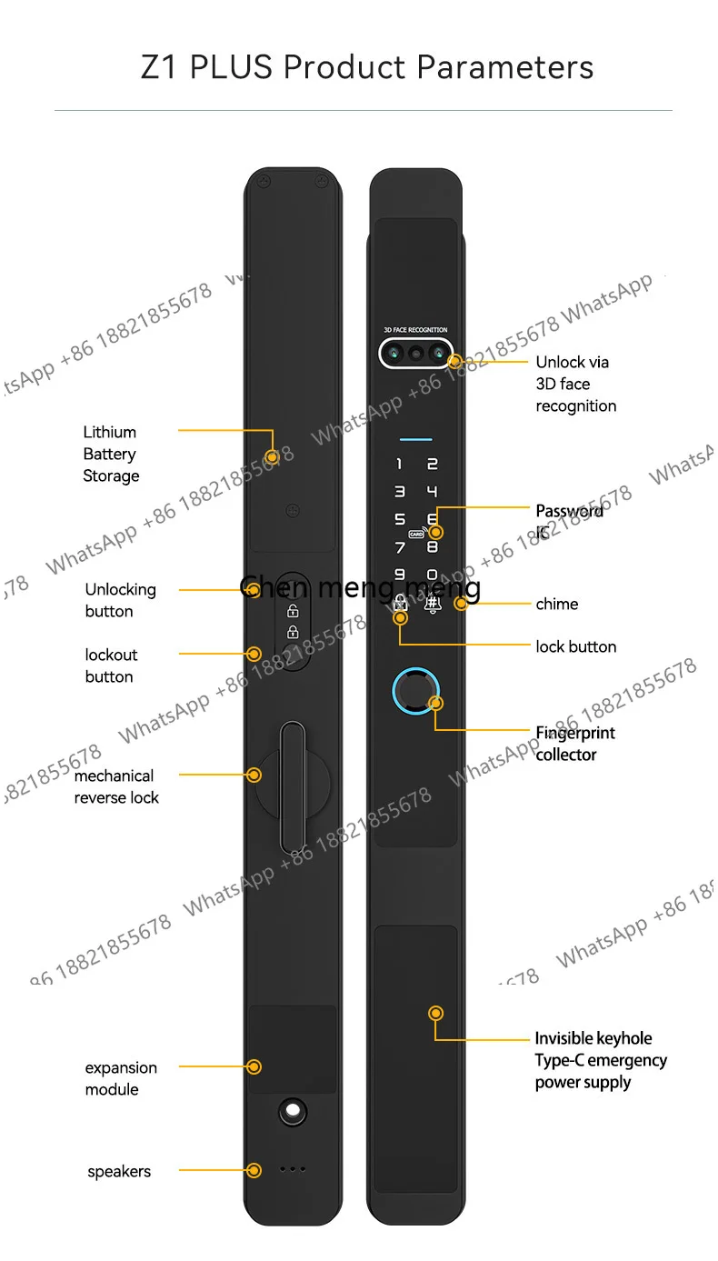 Broken bridge aluminum facial recognition smart lock, password lock, fingerprint smart lock