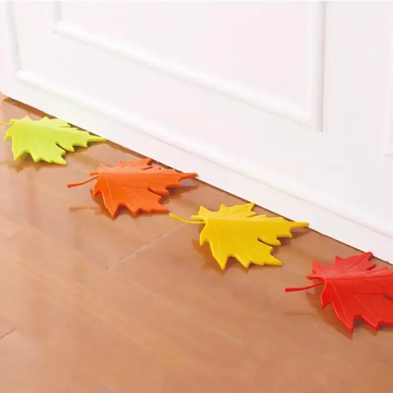 1 Pc Creative Maple Leaf Door Stop Pure Color 3D Furniture Leaf Shape Safety Door Stopper Anti-collision Thickened Door Clip