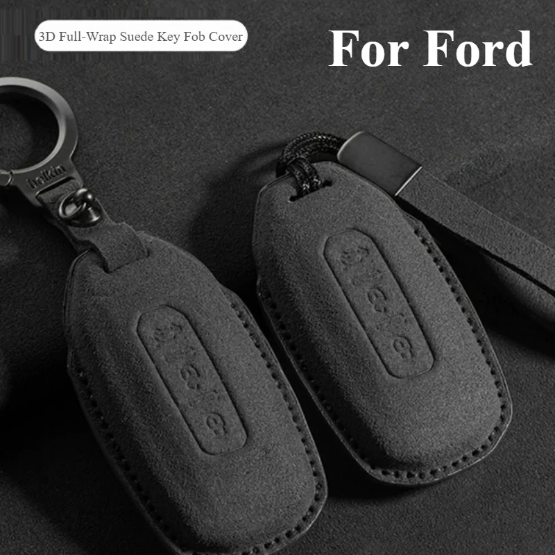 FOR Ford Ranger Flip Suede Leather Key Fob Cover All‑Inclusive Protective Case Anti‑Drop Wear‑Resistant Auto Mod Part