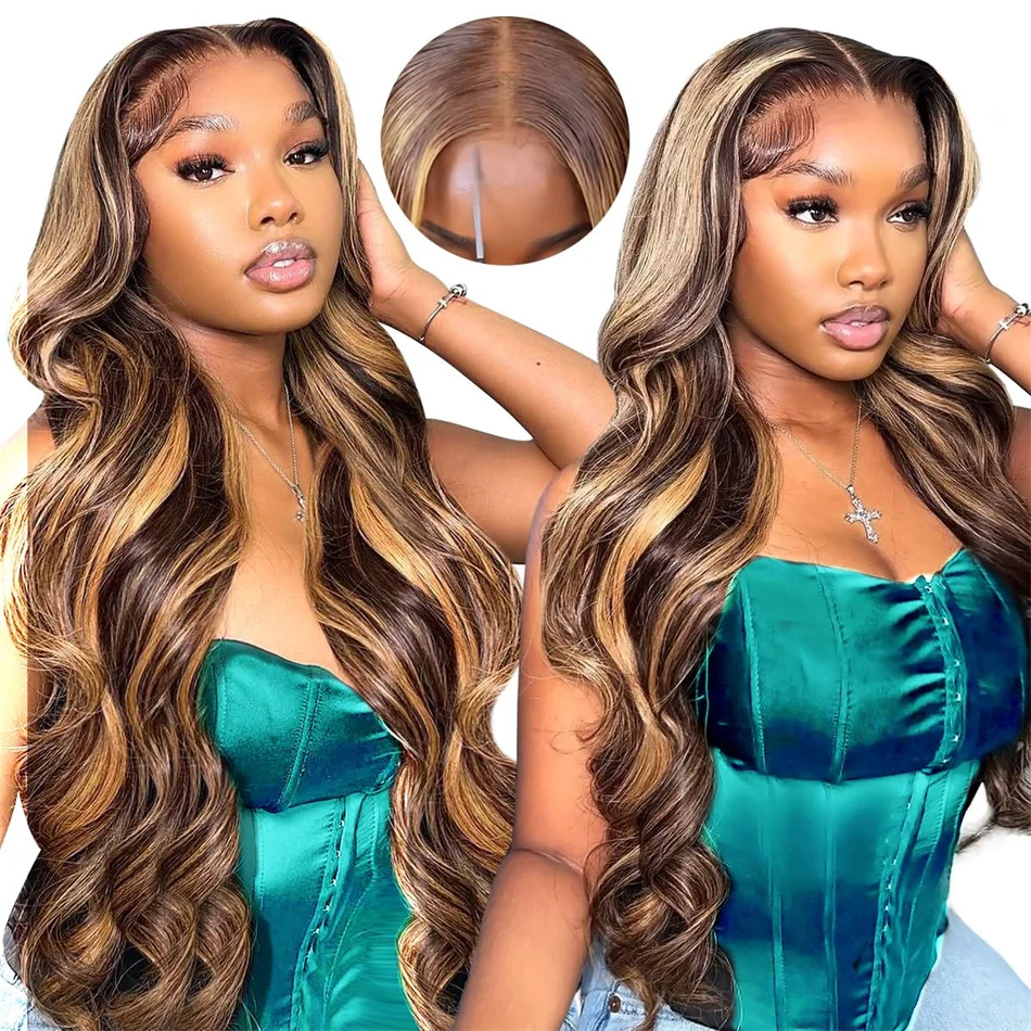 

Highlight Honey Blonde Cheap Body Wave Lace Front Wig HD Lace Frontal Wig Human Hair Wear Go Glueless 4x4 HD Lace Closure Wig