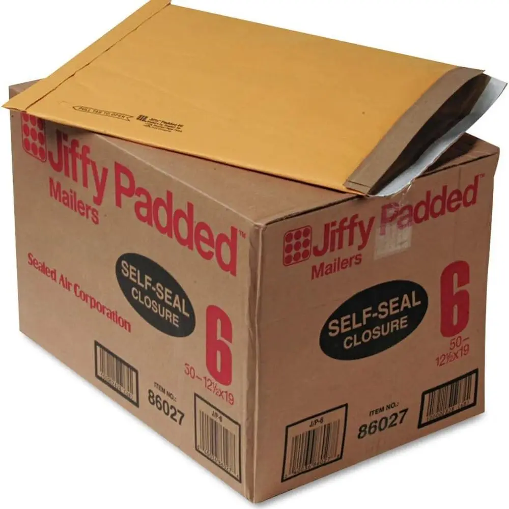

Padded Mailer Envelopes, Side Seam, #6, 12.5x19, Gold Brown, 50 Pack