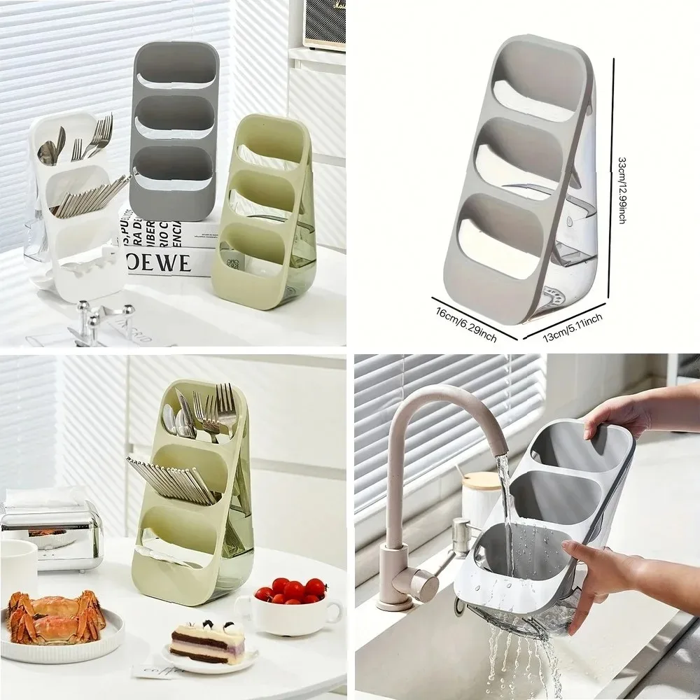

Multi-Layer Kitchen Utensil Organizer, Drawer Storage Rack for Chopsticks Spoons Forks Knives, Plastic Cabinet Container