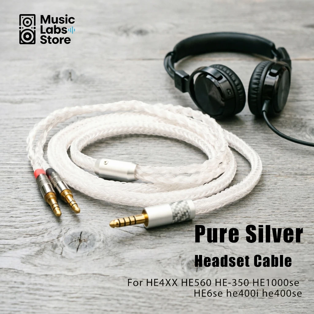 16Cores Pure Silver Earphone Cable Dual 3.5mm to 4.4mm Balanced Headphone Cable for Headphone Upgrade Audio Headset Cable