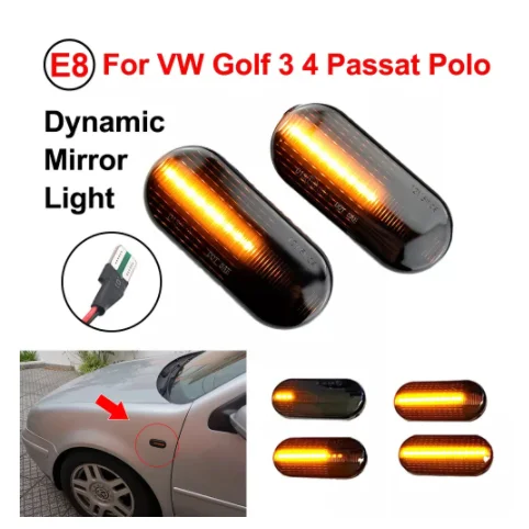 2PCS Led Dynamic Side Marker Turn Signal Sequential Blinker Light For VW Golf 3 4 MK3 MK4 Passat 3BG Polo 6N 9N Bora Vento