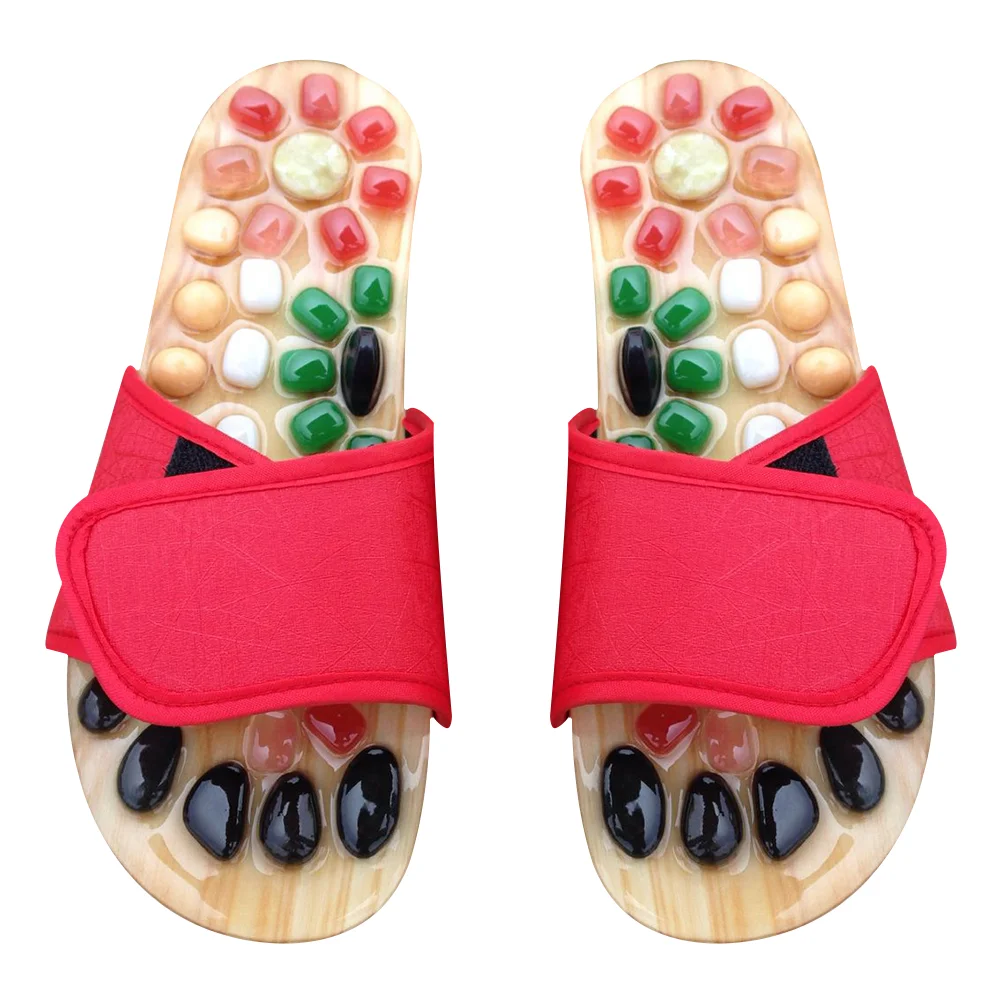 

Massage Slippers Foot Shoes Acupressure Foot Sandals Cobblestone Shoes Jade Massage Slippers Men Red