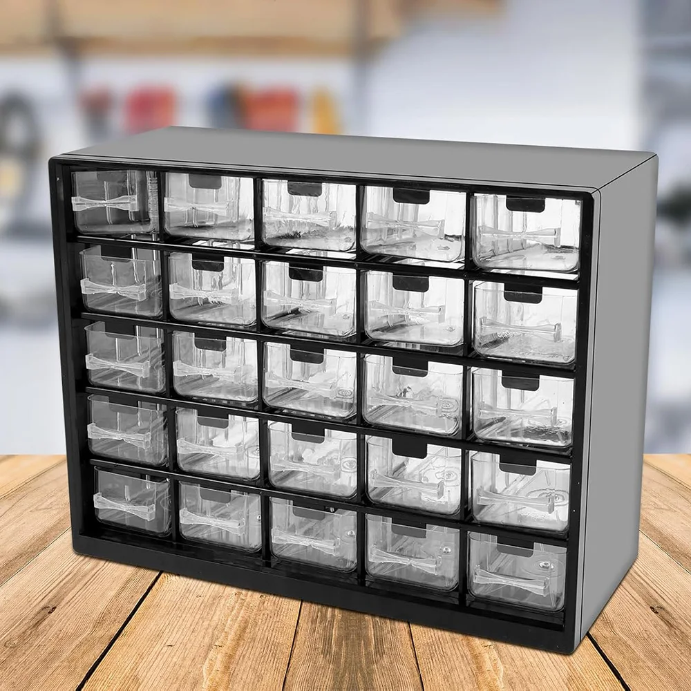 25 Drawers Parts Screws Storage Organizer Plastic Hardware Art Craft Screw Small Tool Parts Component Storage Toolbox Drawer Box