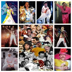 5D Diamond Mosaic Painting Full Drill Icons Freddie Mercury Rock Music Embroidery Kits Diy Rhinestones Keychain Home Decor Gift