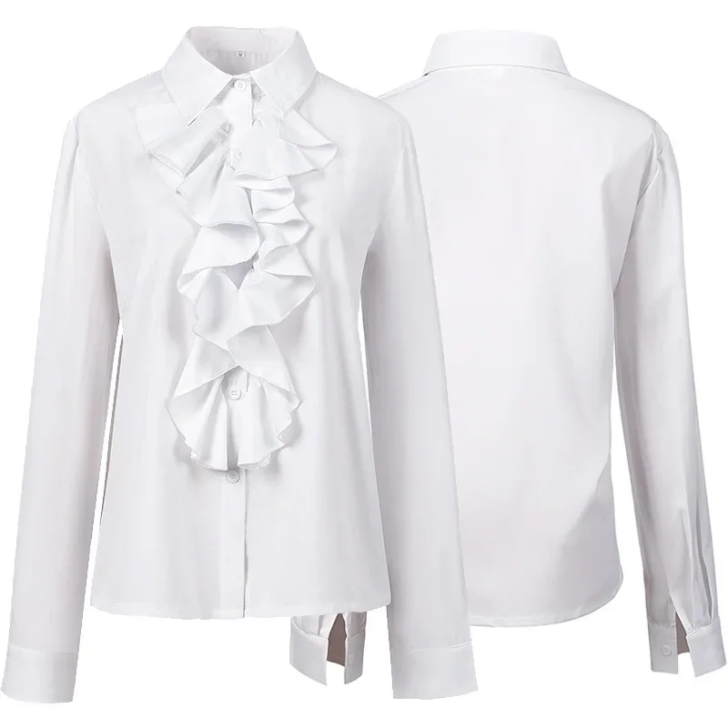 

New Victorian-style Shirt Women's Gothic-style Shirt Retro Long-sleeved Lotus-pleated Top