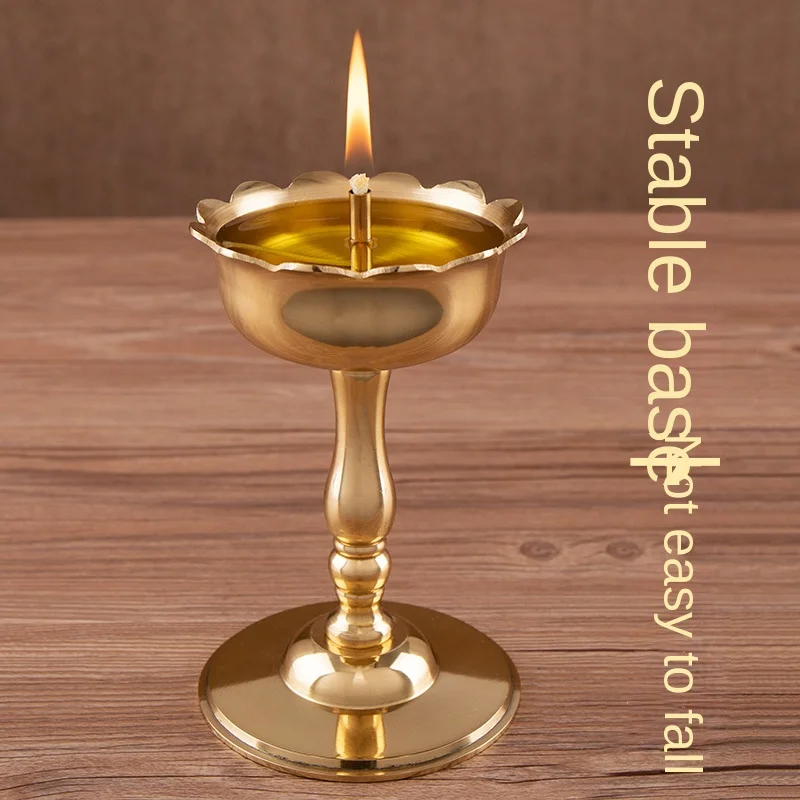 Pure Copper Oil Lamp Buddha Butter Long Lamp Household Cooking Oil Buddha Lamp Su Xiang Oil Drip Pan