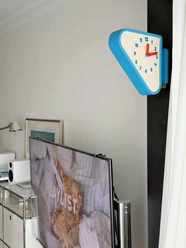 Double Sided Triangle Wall Clock, Silent Quartz Movement, Lightweight Acrylic Two-Way Time Visible Clock