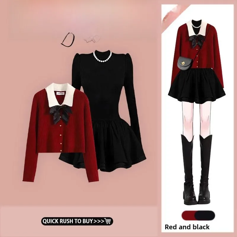 

Korean Sle Knot Embroidered Knitted Cardigan Sweater Women's Autumn Winter f High Collar Knitted Dr Puffy S...