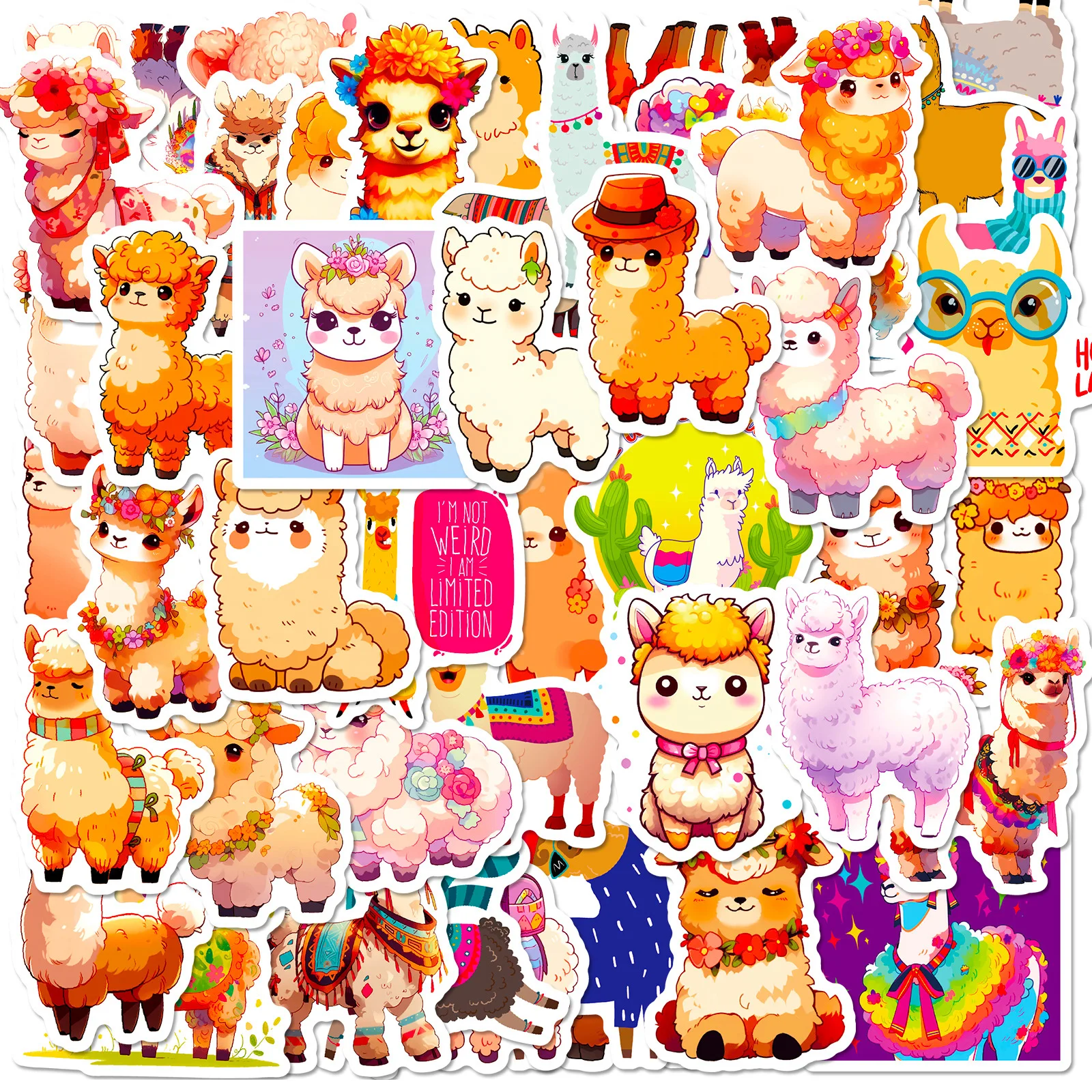 50Pcs Cartoon Cute Alpaca Series Graffiti Stickers Suitable for Laptop Helmets Desktop Decoration DIY Stickers Toys Wholesale