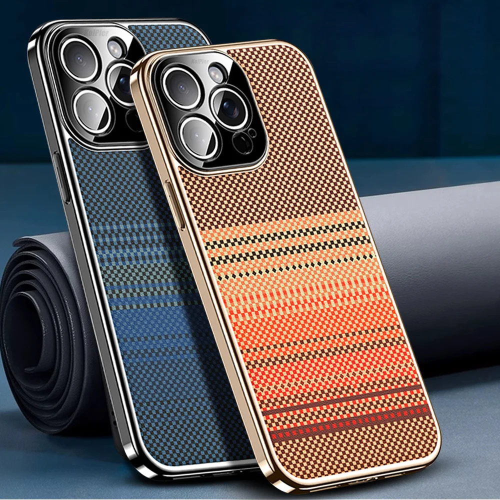 

PU Leather Case For iPhone 16 Pro MAX 15 14PRO Luxurious 3D texture Slim Soft Edge Plating Cover All-inclusive Protection